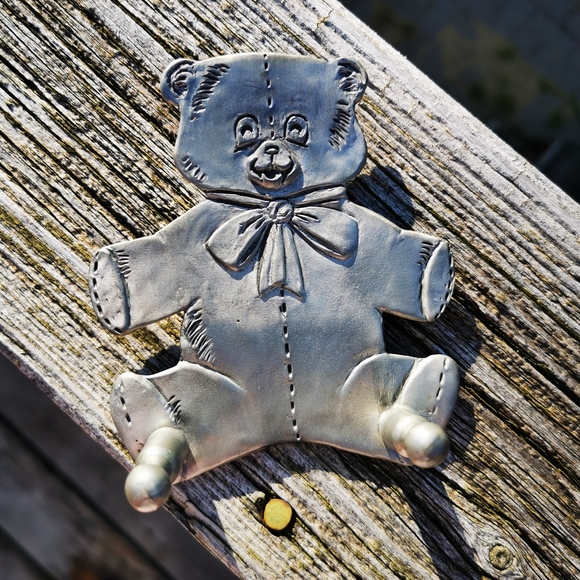 Vintage Seagull Pewter Teddy Bear Wall Hook - Picture 2 of 14